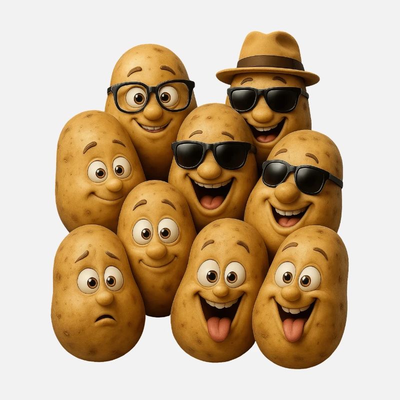 Laughing potatoes with style