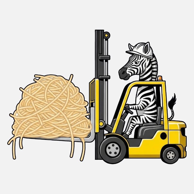 Funny Zebra Forklift Driver Spaghetti Italian