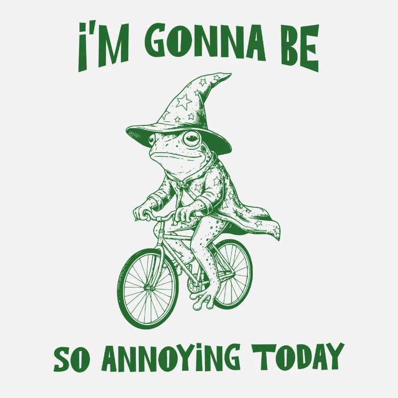 Funny Frog Wizard Riding A Bicycle Sassy Humor 