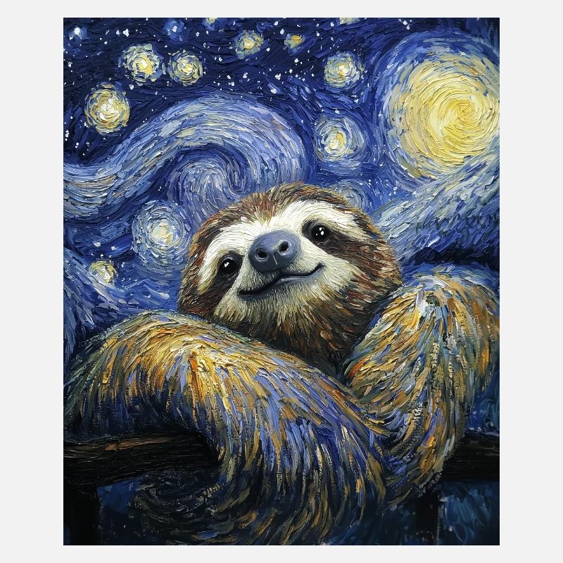 Faultier Van Gogh Style Starry Night