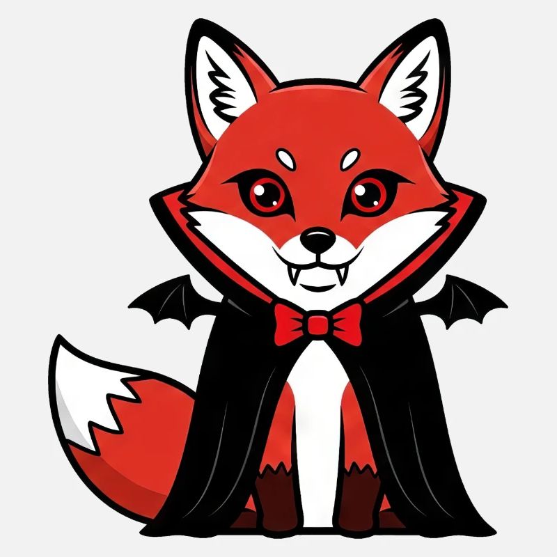 Cute Halloween Fox Vampire Cartoon Chibi Design