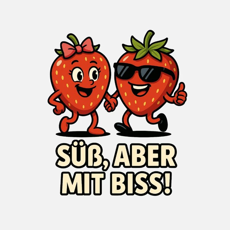 Süße Biss Erdbeeren Duo Obst Früchte Illustration 