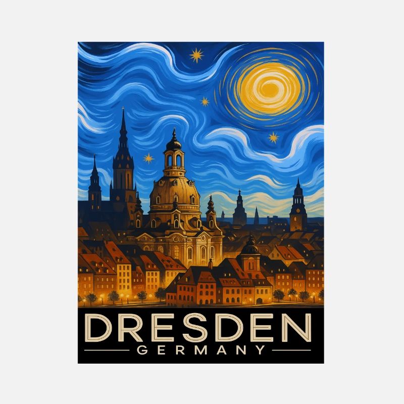 Dresden Night Light Skyline