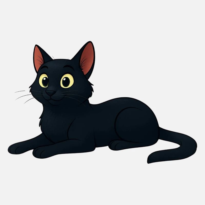 Chat noir cartoon élégant