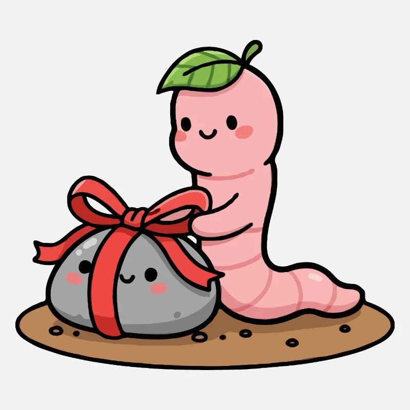 Kleiner Wurm mit Geschenk