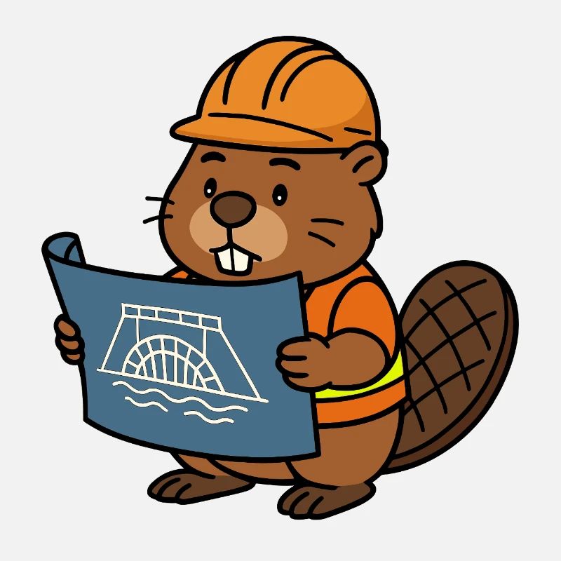 Beaver Ouvrier du bâtiment Bob Maître constructeur Plan Construction Barrage