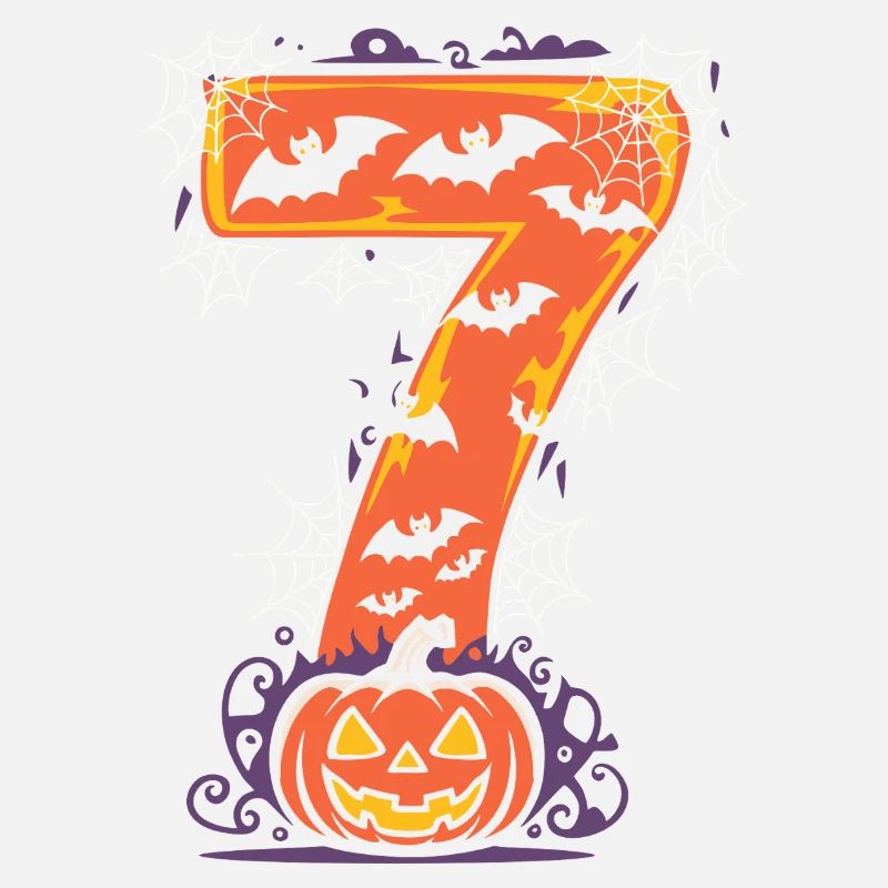Spooky Halloween 7 Design with Pumpkin and Bats