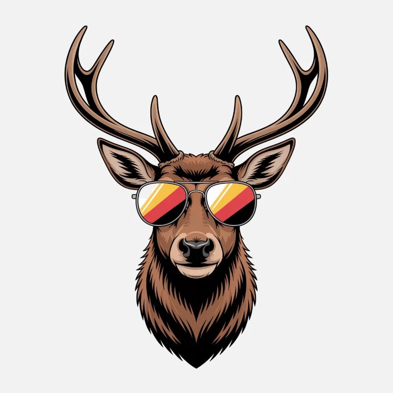 Hirsch mit Geweih und Sonnenbrille