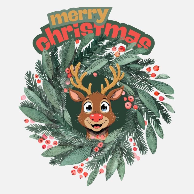 Niedliches Rentier im Weihnachtskranz