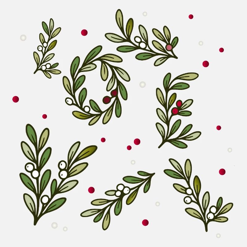 Weihnachtliches Zweigmuster mit Beeren