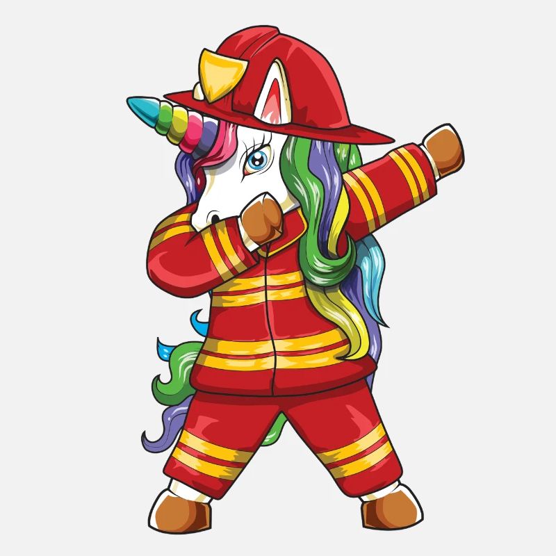 Dabbing Unicorn Firefighter Dad First Responder Gi