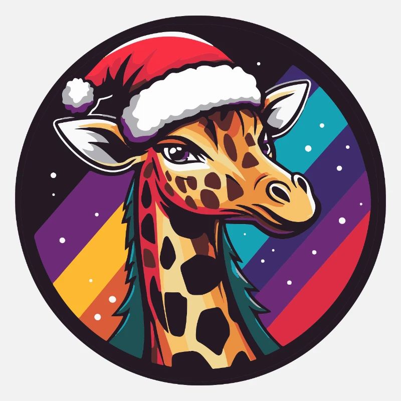 Giraffe in Santa Rainbow
