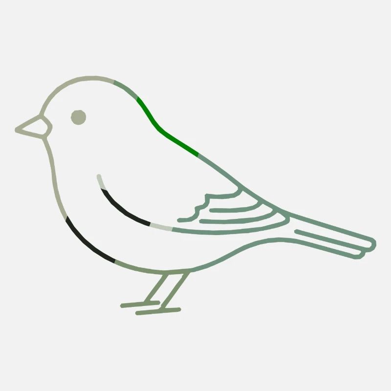 Minimalist Green Linear Bird