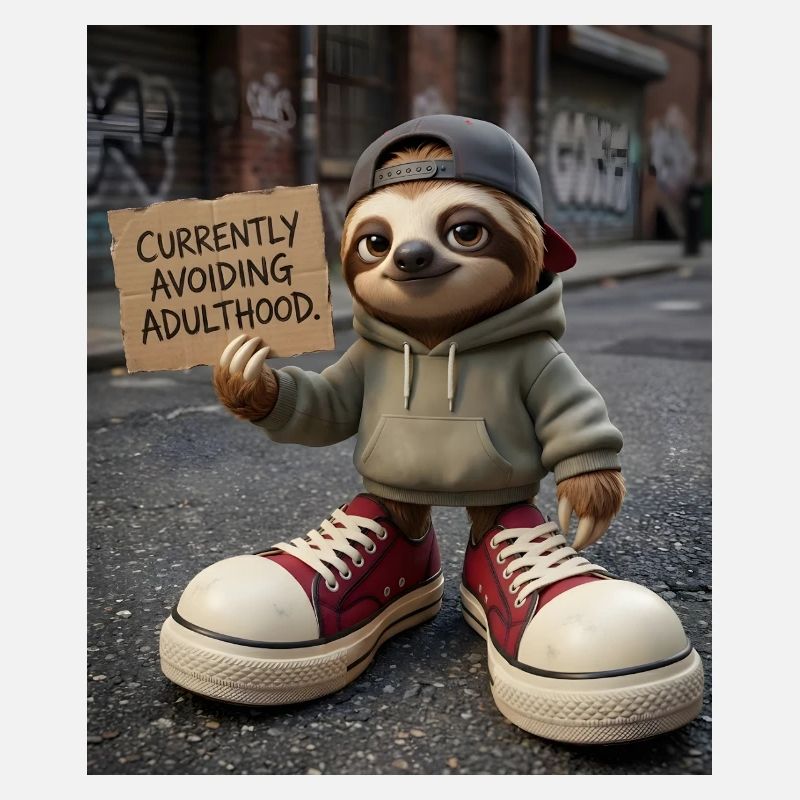 Funny Sloth Avoiding Adulthood • Urban Style