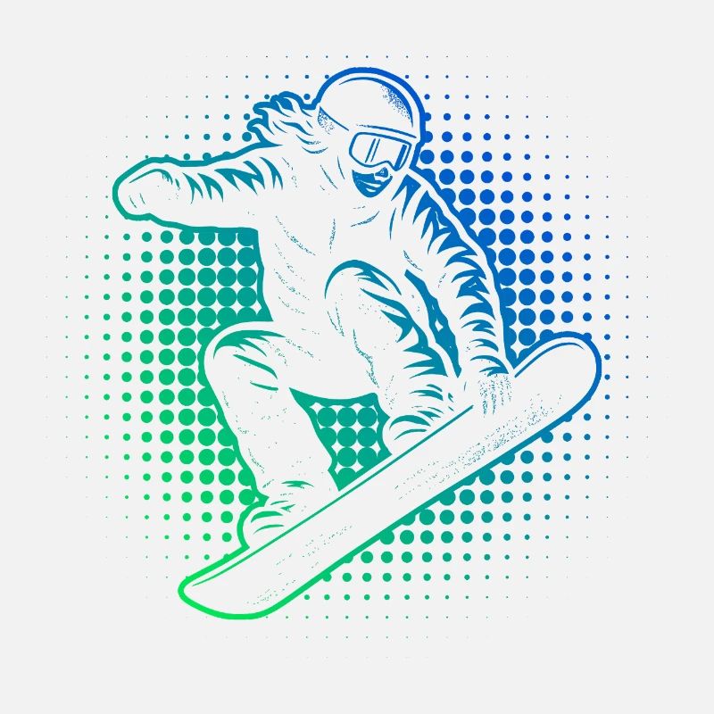 Neon Snowboarder Halftone