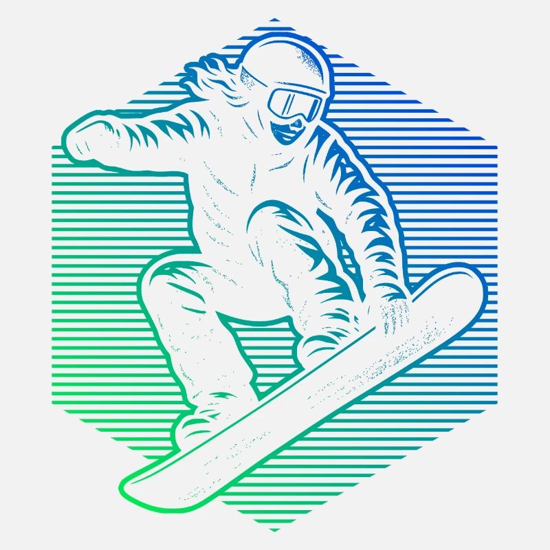Snowboarders in neon gradient