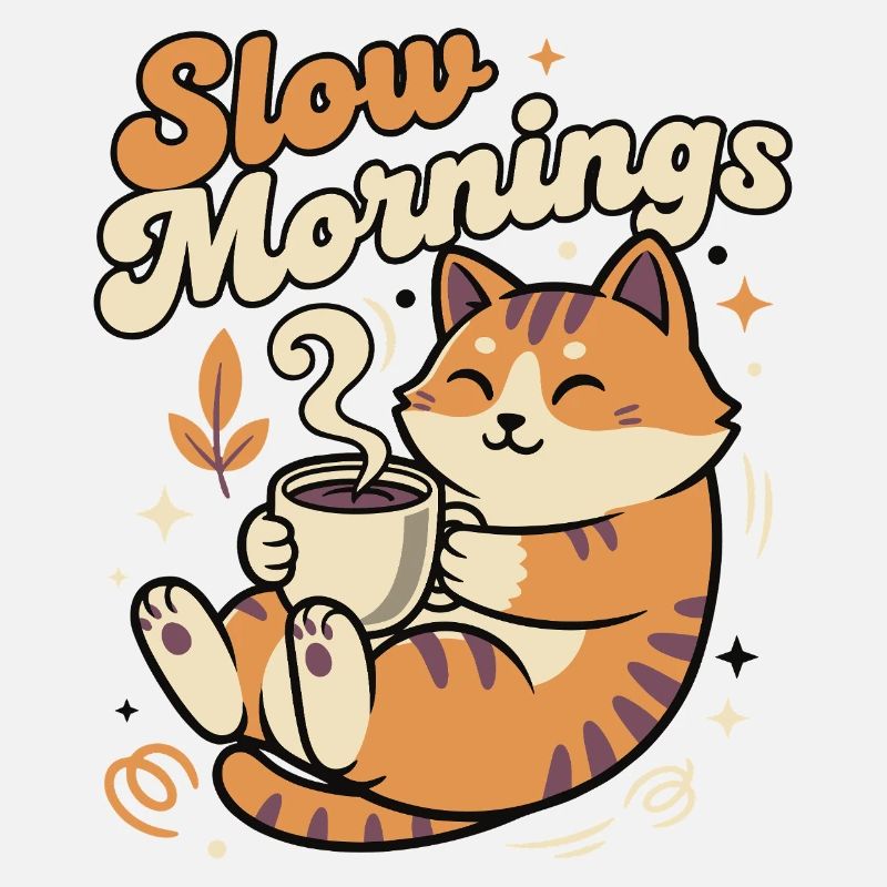 Langsame Morgenkatze mit Kaffee
