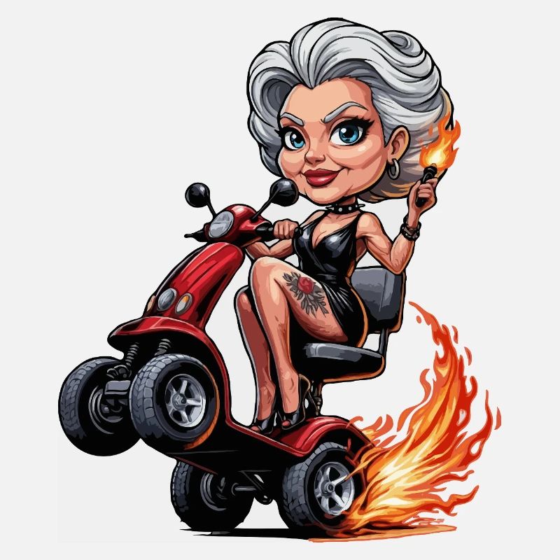 Granny on Flames mobility scooter