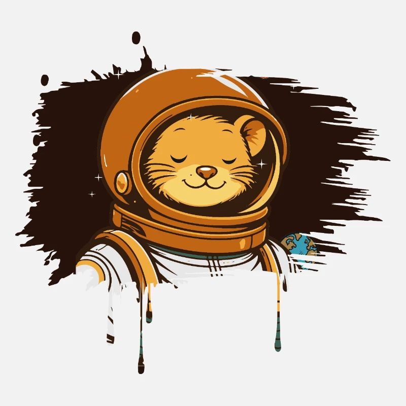 Souris astronaute détendue dans un style de bande dessinée moderne
