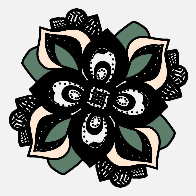 Mandala Fleur Pêche Verte