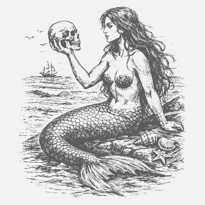 Moonlit Mermaid and Skull