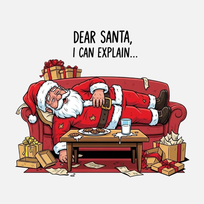 Weihnachtsmann schläft auf gemütlicher Couch