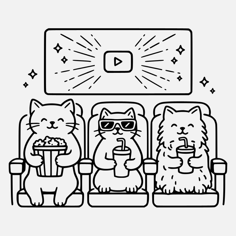 Cats Cinema Line Art