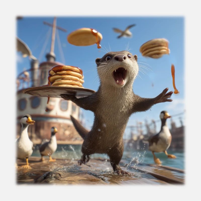 Funny Otter with Pancake Chaos Design