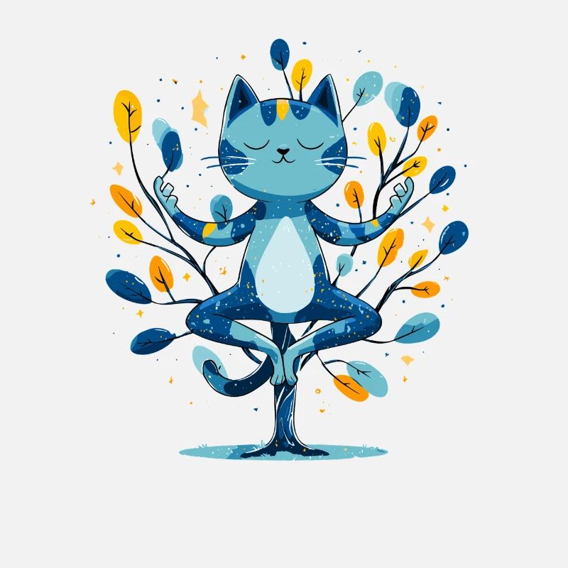 Blauer Meditationskater im Baum