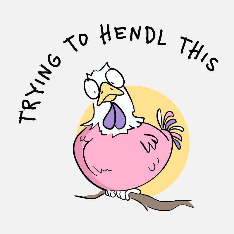 Pink Chicken Cartoon on Branch Dialect Chickens Saying
