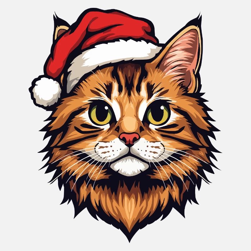 Chat de Noël avec le Chapeau de Père Noël