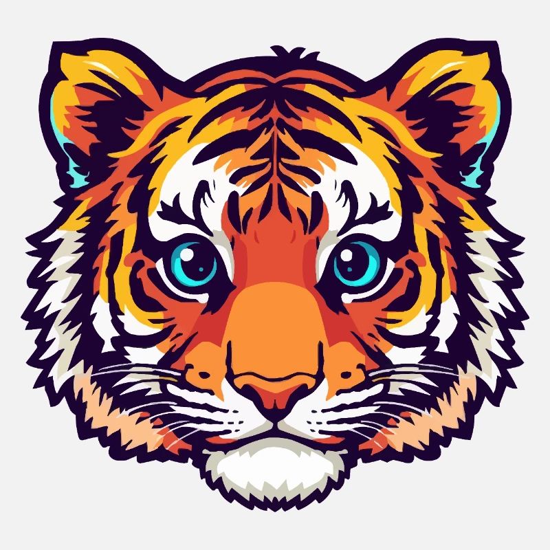 Bunter Tigerkopf Illustration