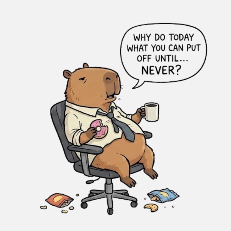 Procrastination du castor capybara au bureau