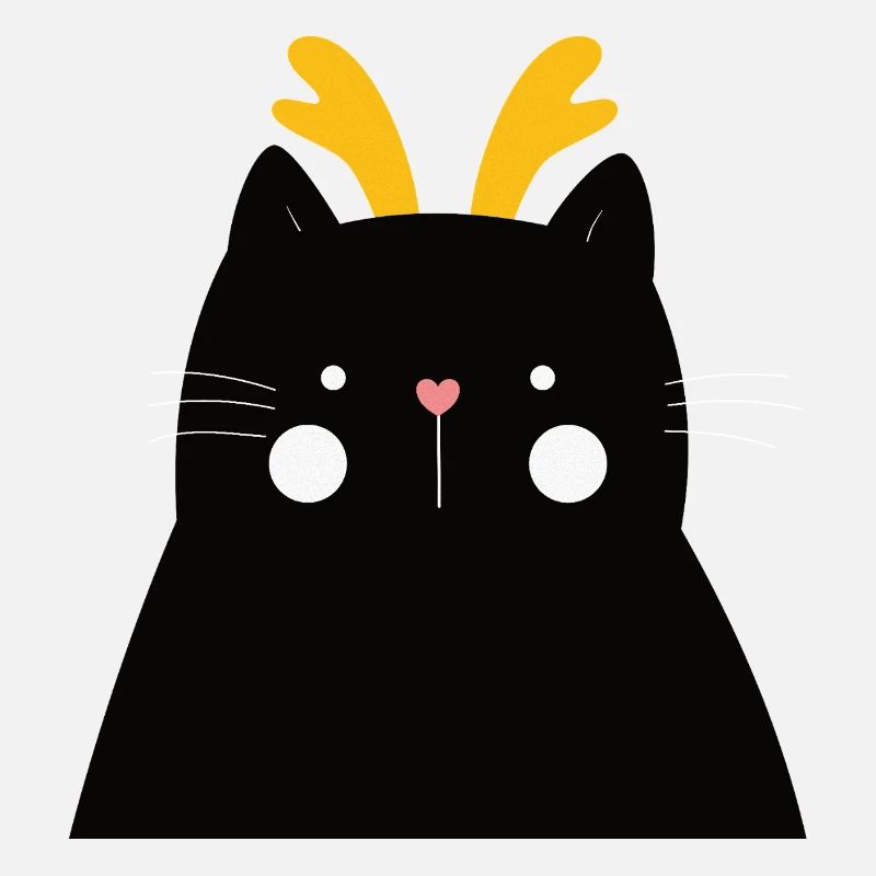 Schwarze Katze mit goldenen Geweihen