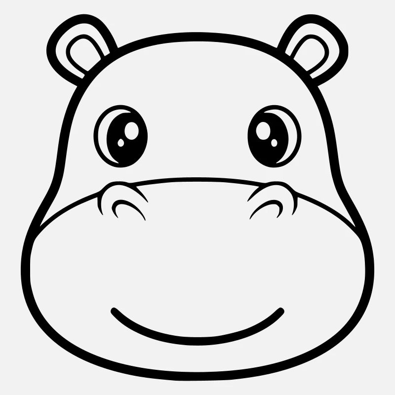 Hippopotamus Face Head Mask Outline