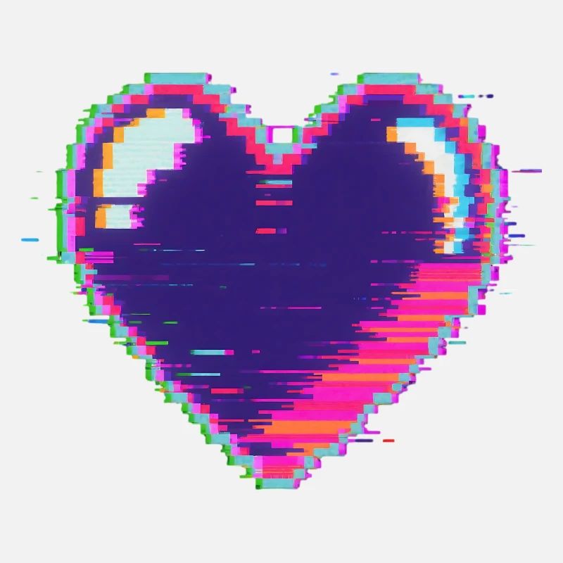Glitchherz Neon Pixel Liebe Nerd