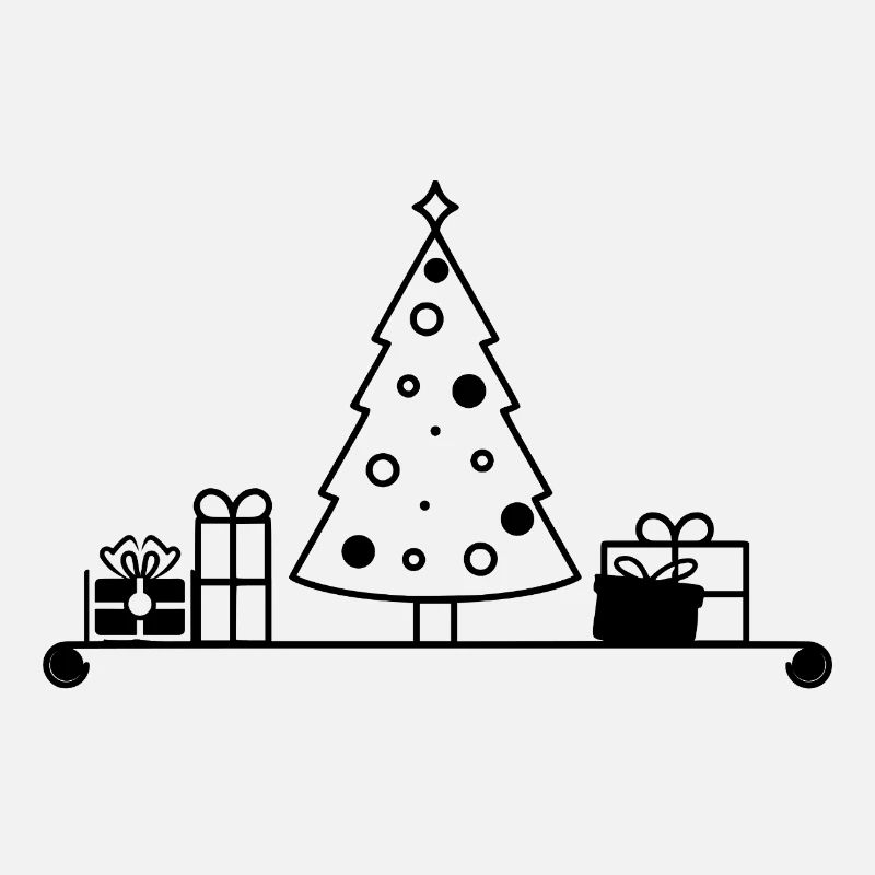 Weihnachtsbaum auf Regal mit Geschenken
