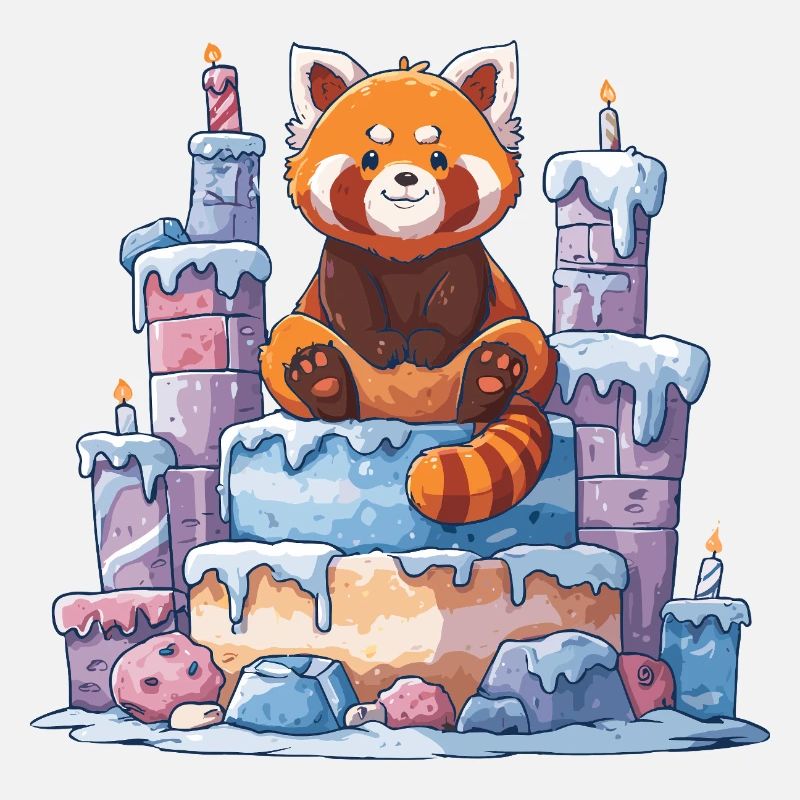 Roter Panda auf Eis-Torte