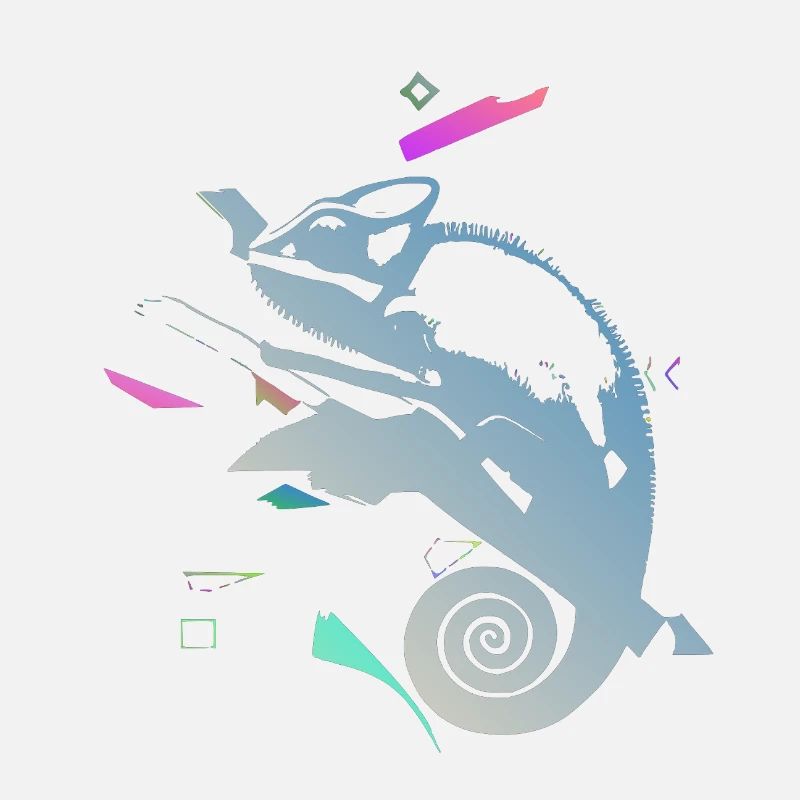 Caméléon en spirale dans un gradient néon