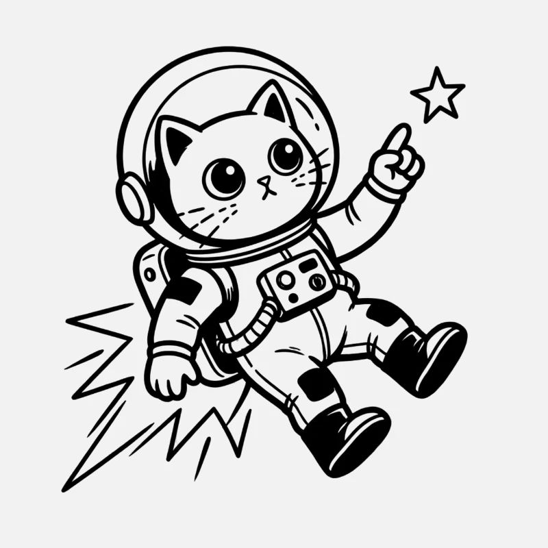 Cat Astronaut in Space