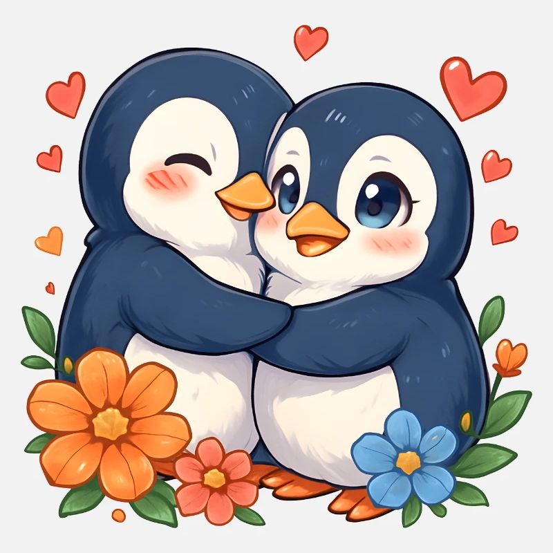 Cuddly Penguins Love Duo
