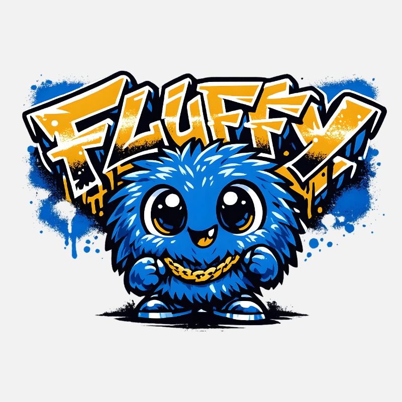 Fluffy Graffiti Blaues Maskottchen