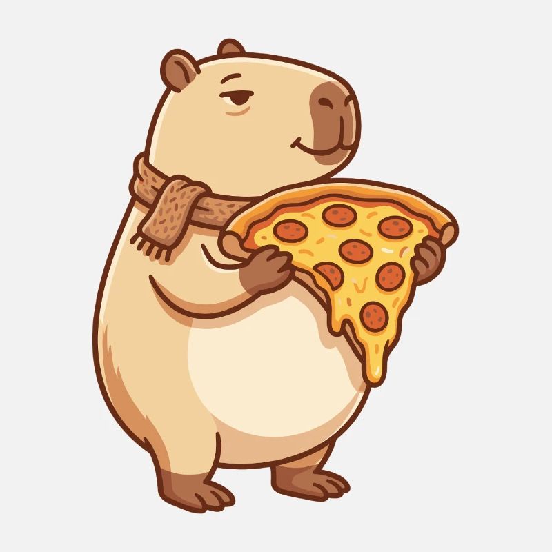 Pizza Capybara mit schmelzendem Käse