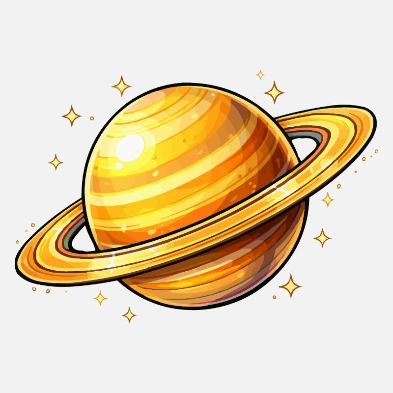 Saturn with glowing rings