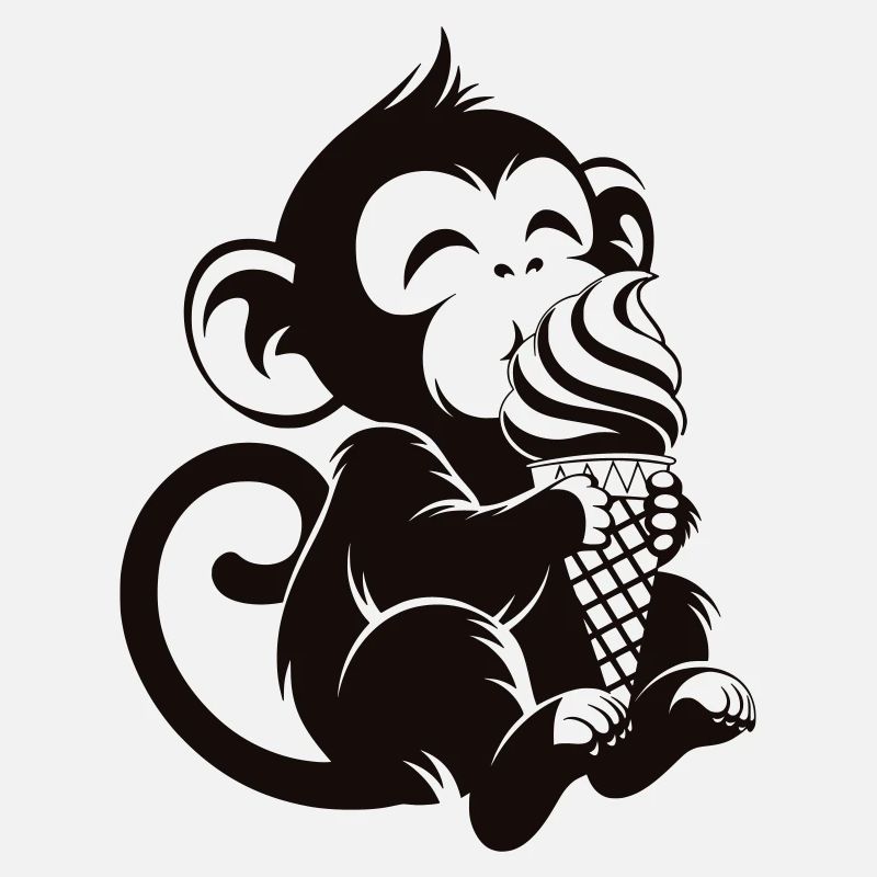 Süßer Affe mit Eis Cartoon