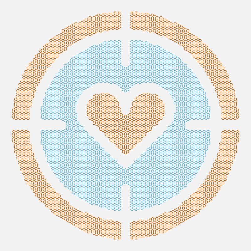 Heart in Target Emblem, honeycomb pattern