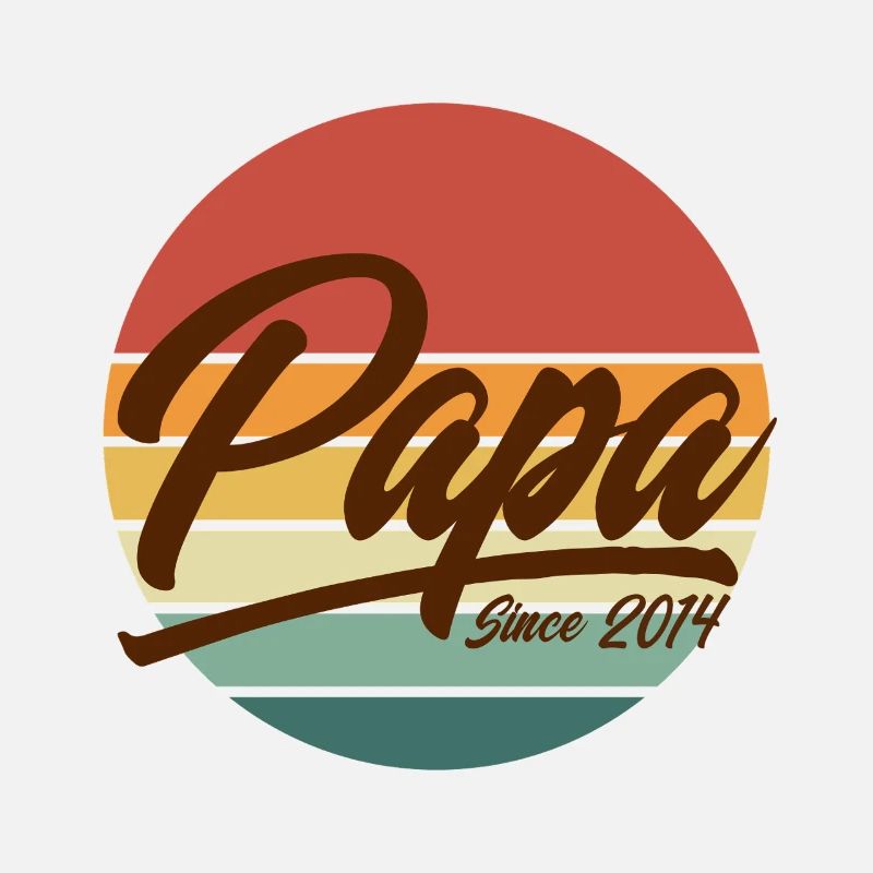 Papa seit 2014 Retro Sunset Vintage Vaterschaft