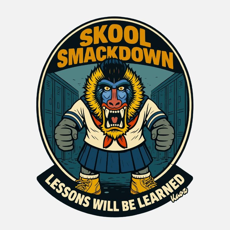 Schule Smackdown Primaten Affe Mandrill