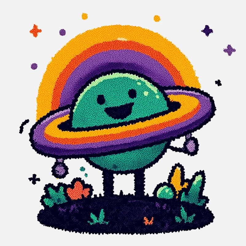 Bunter Planet mit Ring