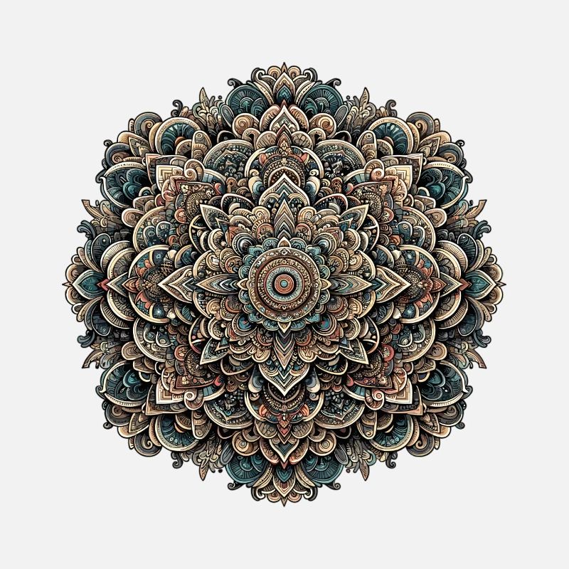 Detailed Mandala Pattern in Earth Teal